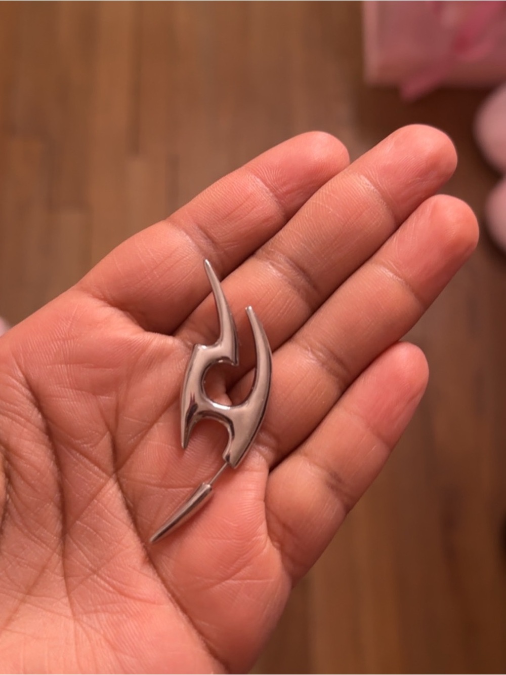 Sleek Silver Tribal Flame Pendant